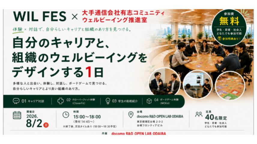【WIL Fes（慶大生とのコラボ）】 自分だけのウェルビーイングなキャリアを発見する1日のサムネイル画像
